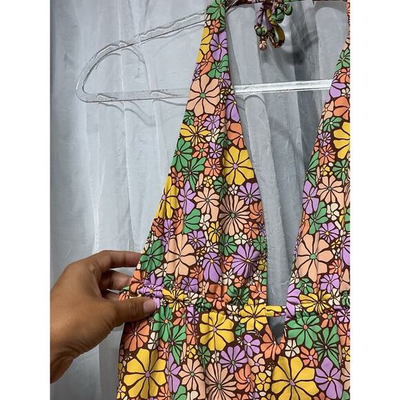 Roxy swim All About Sol One Piece Floral Hippie V-neck Low back Adjustable Tie S - Picture 6 of 10